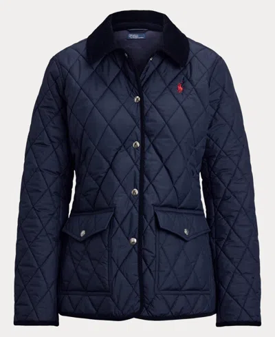 Polo Ralph Lauren Corduroy Collar Quilted Barn Jacket In Blue