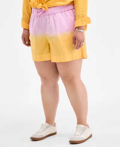 On 34th Trendy Plus Size Ombre Drawstring Shorts, Exclusively At Macy's In Multi