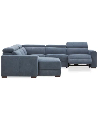 Macy's Nevio 5-pc. Fabric Power Headrest Sectional With 1 Power Motion Chair