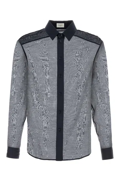 Saint Laurent Men Navy Blue Cotton Blend Shirt