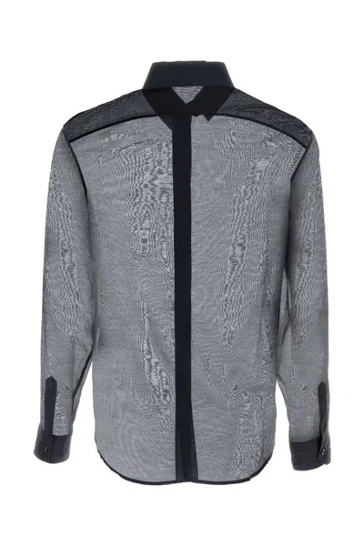 Saint Laurent Men Navy Blue Cotton Blend Shirt