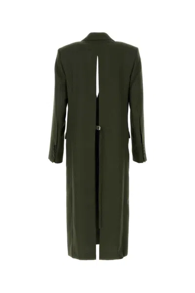 Ami Alexandre Mattiussi Wool Coat With Notch Lapel And Back Vent In Green