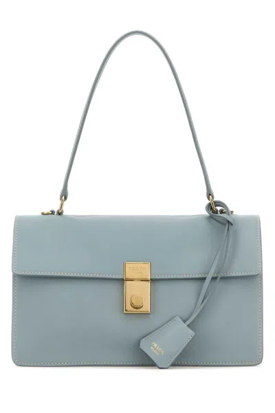 Prada Leather Structured Handbag Gold-tone Hardware In Silver