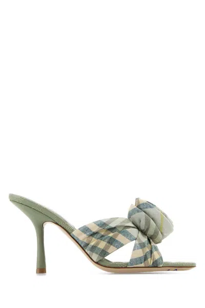 Burberry Fabric Embroidered Mews Mules With Knotted Detail