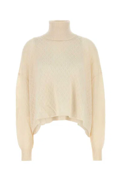 Chloé Chloe Ivory Wool Blend Oversize Sweater In Neutral