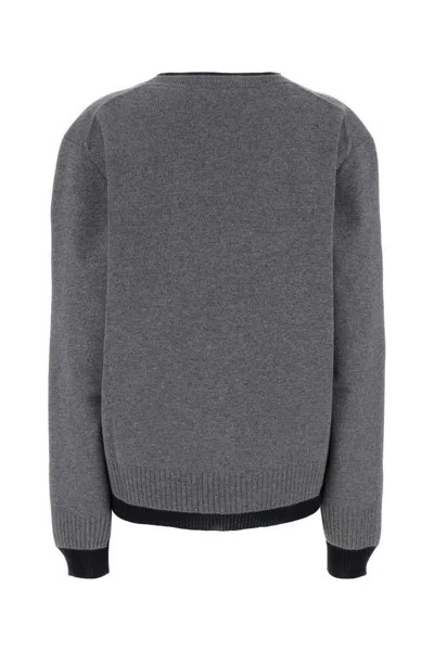 Miu Miu Layered V-neck Oversized Cashmere Sweater In Gray