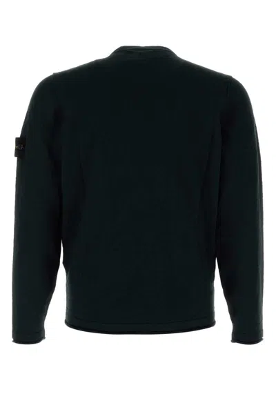 Stone Island Ribbed Detail Crew Neck Sweatshirt With Iconic Badge