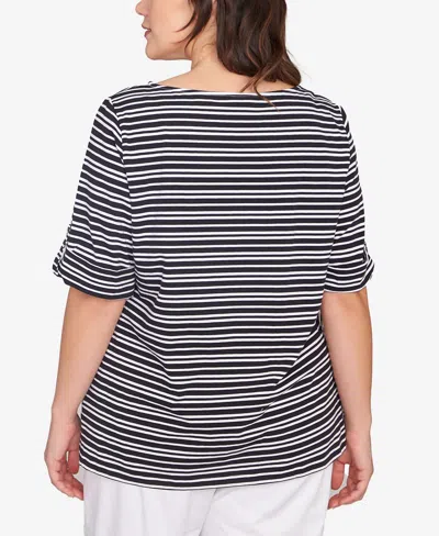Ruby Rd. Plus Size Variegated Stripe Knit Top In Black