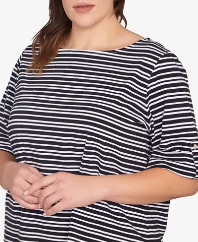 Ruby Rd. Plus Size Variegated Stripe Knit Top In Black