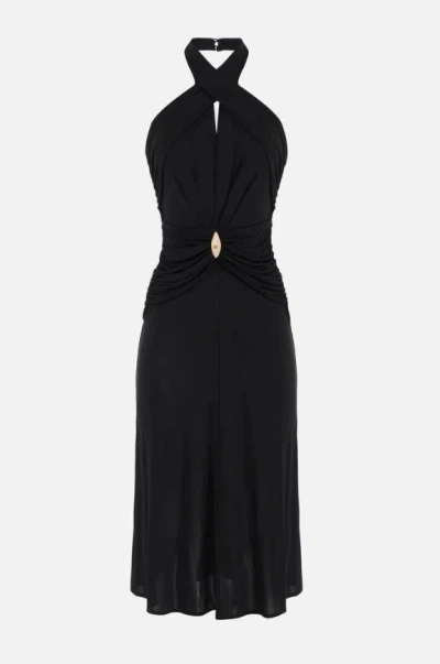 Elisabetta Franchi Abito In Jersey Leggero Con Scollo Incrociato In Black
