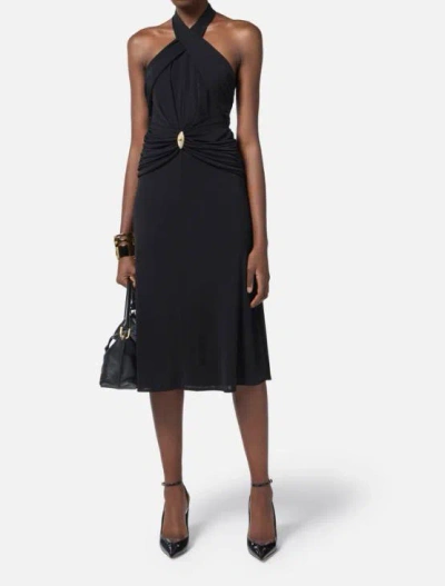 Elisabetta Franchi Abito In Jersey Leggero Con Scollo Incrociato In Black