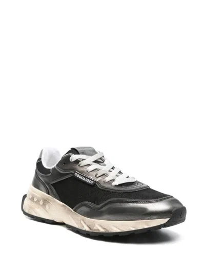 Dsquared2 Black Lace Up Sneakers In Black