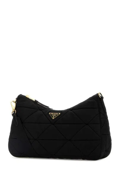 Prada Large Quilted Fabric Shoulder Bag With Adjustable Strap