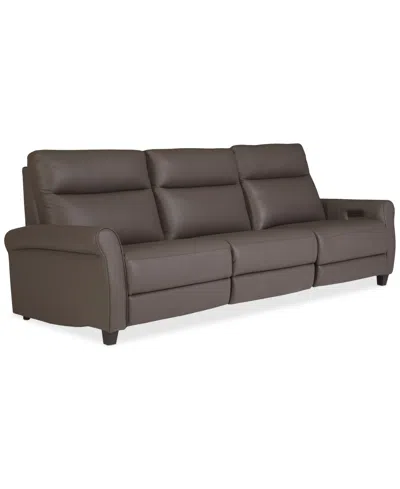 Macy's Thandler 3-pc. Leather Sofa With 3 Power Recliners, Exclusively At