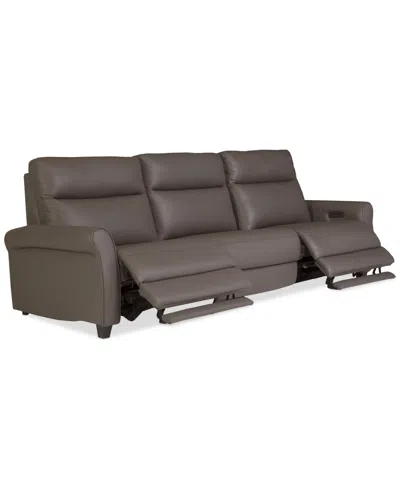 Macy's Thandler 3-pc. Leather Sofa With 3 Power Recliners, Exclusively At