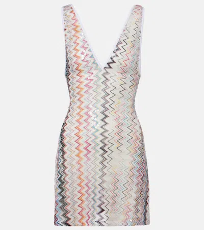 Missoni Knit Cover-up Mini Dress In White