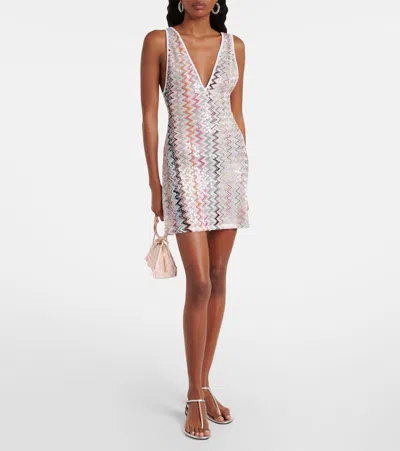 Missoni Knit Cover-up Mini Dress In White