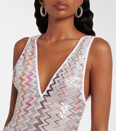 Missoni Knit Cover-up Mini Dress In White