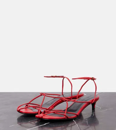 Khaite 35mm Loulou Leather Sandals In Red