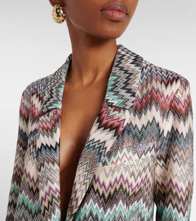 Missoni Zigzag Single-breasted Blazer In Gray
