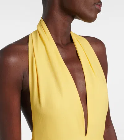 Proenza Schouler Tala Pleated Georgette Halterneck Maxi Dress In Yellow