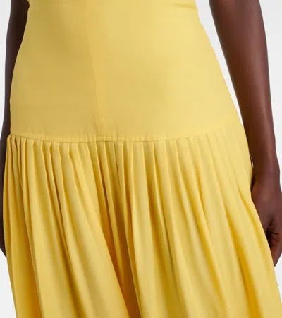 Proenza Schouler Tala Pleated Georgette Halterneck Maxi Dress In Yellow