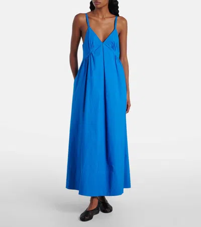 Proenza Schouler White Label Barker Cotton Poplin Maxi Dress In Blue