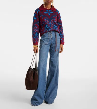 Etro Patterned Wool Sweater In Red