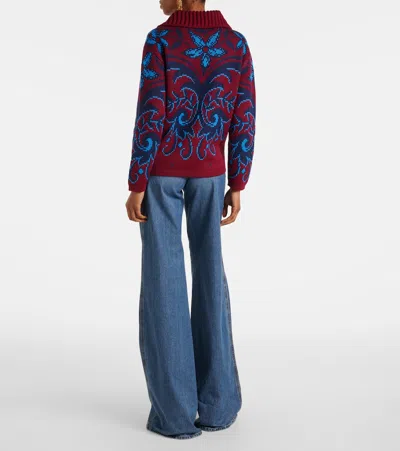 Etro Patterned Wool Sweater In Red