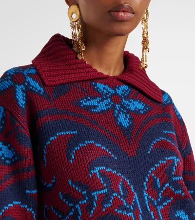 Etro Patterned Wool Sweater In Red