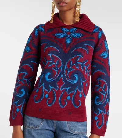 Etro Patterned Wool Sweater In Red