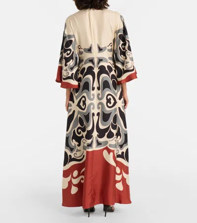 La Doublej La Double J Silk Midi Dress With Abstract Pattern In Multi