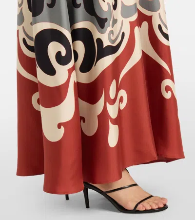 La Doublej La Double J Silk Midi Dress With Abstract Pattern In Multi