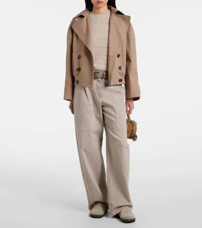 Brunello Cucinelli Bead-embellished Suede Mules In Neutral