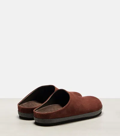 Brunello Cucinelli Monili Suede Clogs
