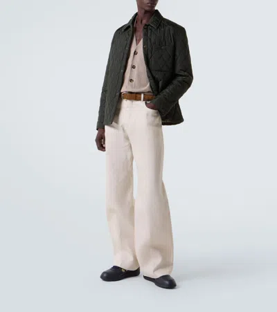 Burberry Indigo Blue Leather And Check Sneaker Terrace Men