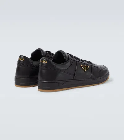 Prada Enamel-triangle Leather Sneakers