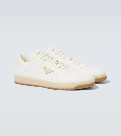 Prada Leather Sneakers In Nude