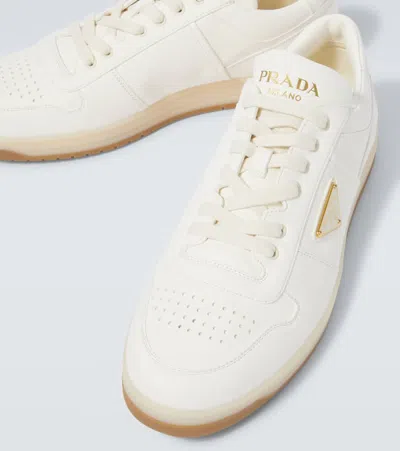 Prada Leather Sneakers In Nude