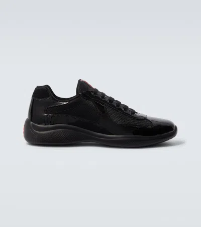 Prada Black Leather New Americas Cup Sneakers