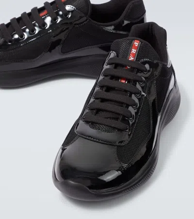 Prada Black Leather New Americas Cup Sneakers