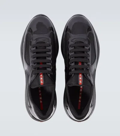 Prada Black Leather New Americas Cup Sneakers