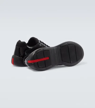 Prada Black Leather New Americas Cup Sneakers