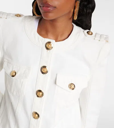 Balmain Cropped Button-embellished Cotton-canvas Jacket