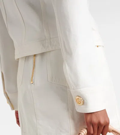 Balmain Cropped Button-embellished Cotton-canvas Jacket