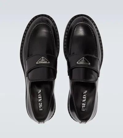 Prada Loafers Brushed Leather Elastic Gusset