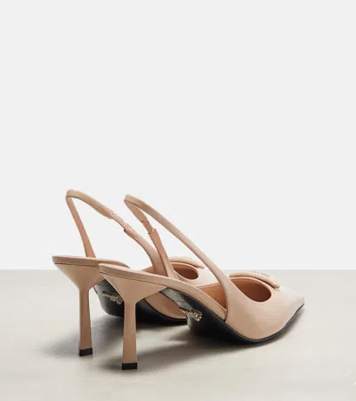 Prada 75 Brushed Leather Slingback Pumps In Gold