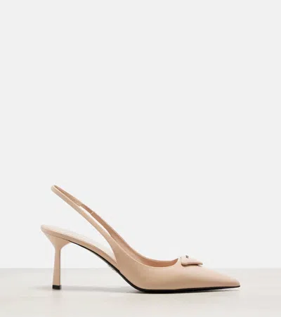 Prada 75 Brushed Leather Slingback Pumps In Gold