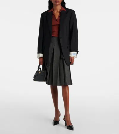 Prada Saffiano Leather Slingback Pumps In Black