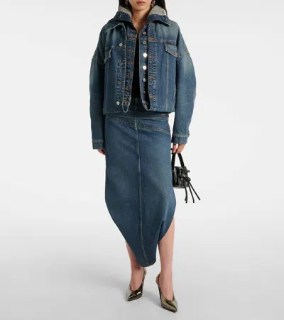 Jean Paul Gaultier Stitched Contrast Hooded Jacket With Front Pockets In Blue